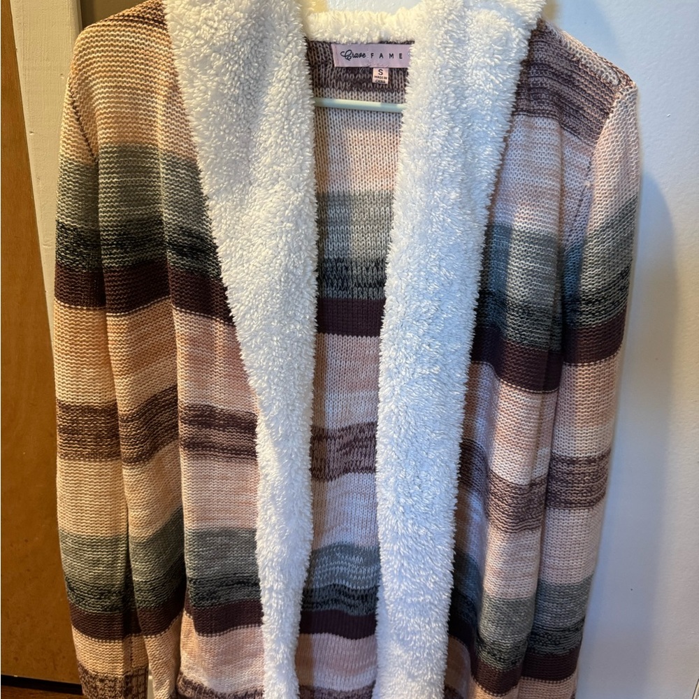 NWOT CRAVE FAME HOODED CARDIGAN SWEATER.